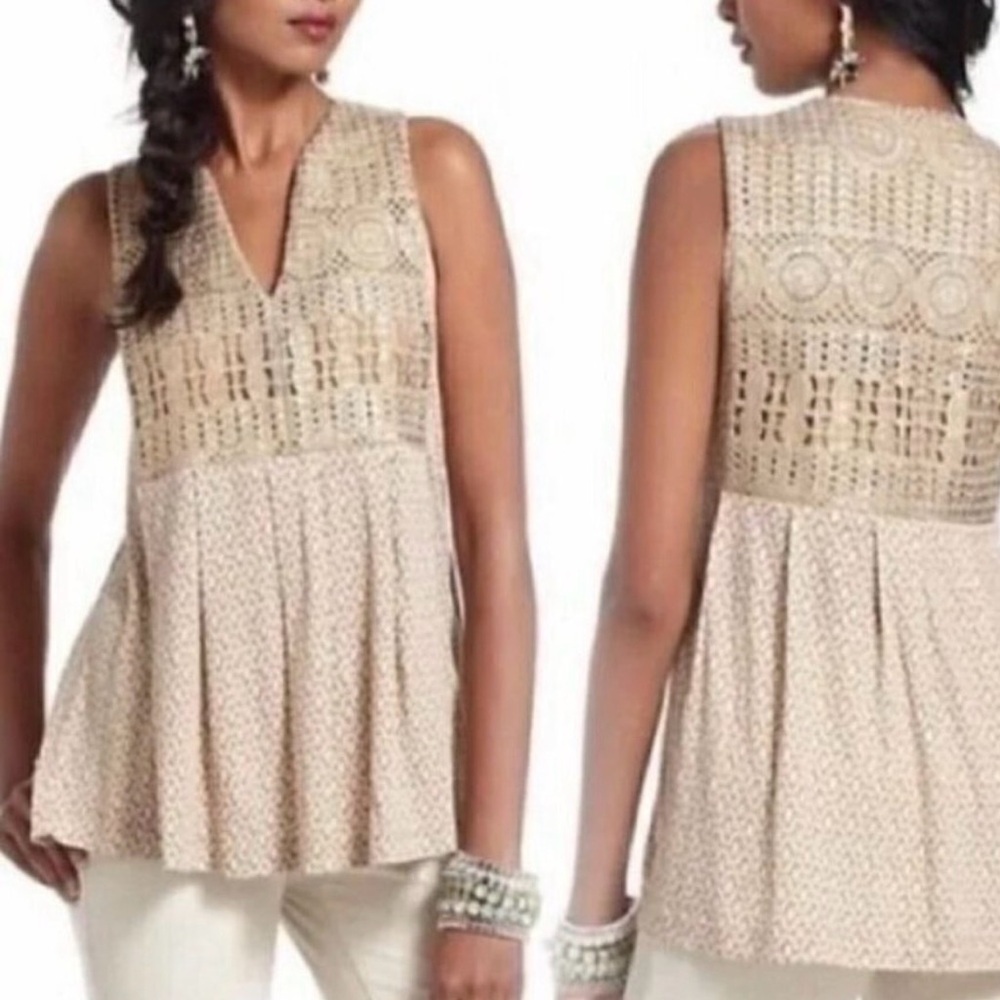 Anthropologie TINY Brand Ardita Crochet Top Sleeveless Boho Top Sz M bohemian
